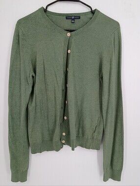 GAP Women's Olive Crewneck Button Down Cardigan Size Large